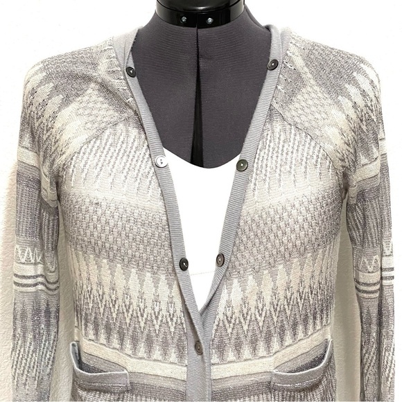 Anthropologie Postmark Woman WOOL Grey Button Down Cardigan Sweater Size S - Picture 2 of 13